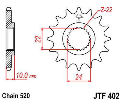 JT Звезда цепного привода JTF 402.16